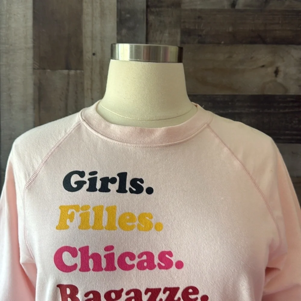 NWT! J.Crew Girls sweatshirt large pastel pink Barbiecore rainbow hyper feminine